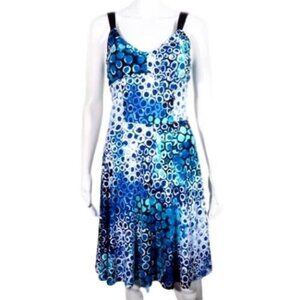 Papillon Blanc Dress Womens Size 4 P A Line Sleeveless Blue Black White Lined